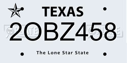 2OBZ458 Texas License Plate