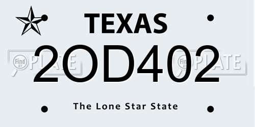2OD402 Texas License Plate