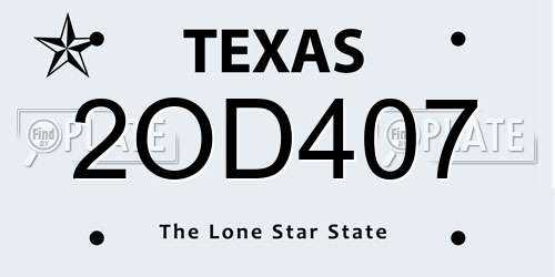 2OD407 Texas License Plate