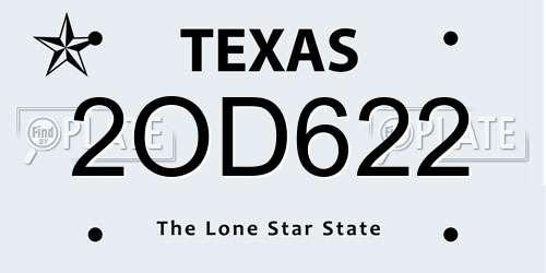 2OD622 Texas License Plate