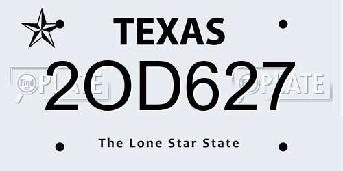 2OD627 Texas License Plate