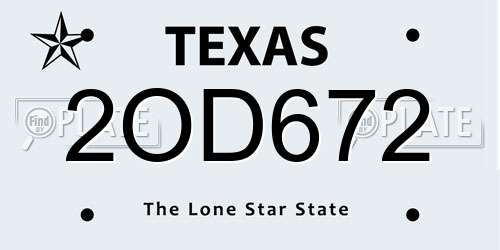 2OD672 Texas License Plate