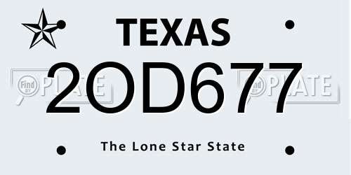 2OD677 Texas License Plate