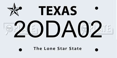 2ODA02 Texas License Plate