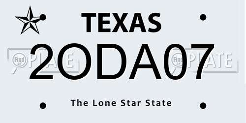 2ODA07 Texas License Plate