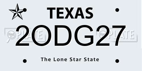 2ODG27 Texas License Plate