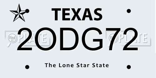 2ODG72 Texas License Plate