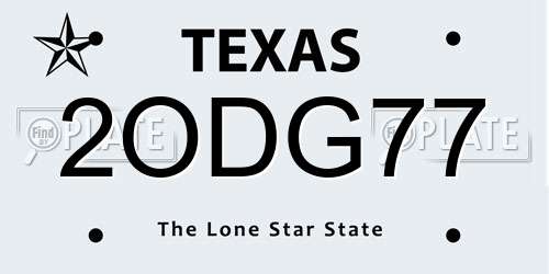 2ODG77 Texas License Plate