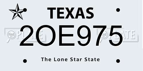2OE975 Texas License Plate
