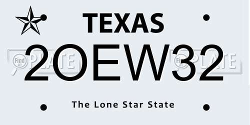 2OEW32 Texas License Plate