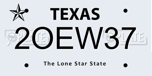 2OEW37 Texas License Plate