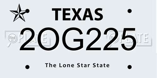 2OG225 Texas License Plate