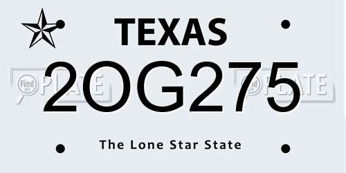 2OG275 Texas License Plate