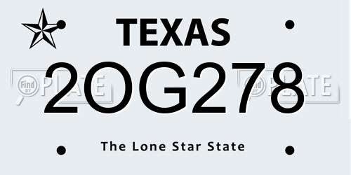 2OG278 Texas License Plate
