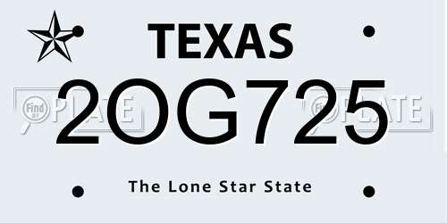 2OG725 Texas License Plate