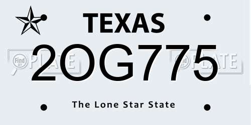 2OG775 Texas License Plate