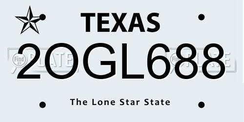 2OGL688 Texas License Plate