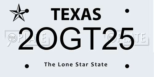 2OGT25 Texas License Plate