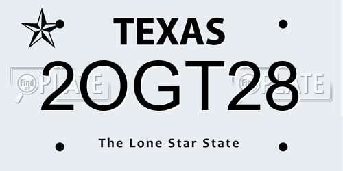 2OGT28 Texas License Plate