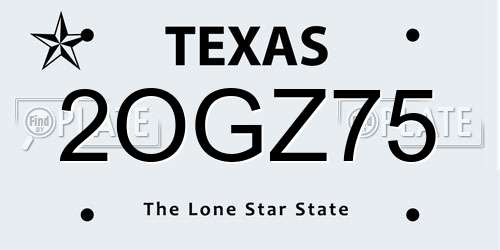 2OGZ75 Texas License Plate