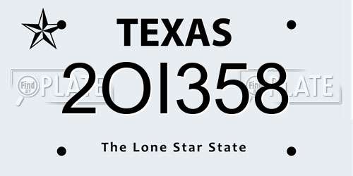 2OI358 Texas License Plate