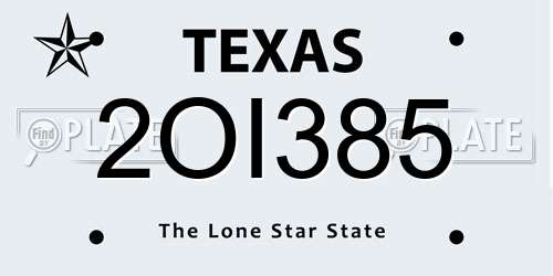 2OI385 Texas License Plate