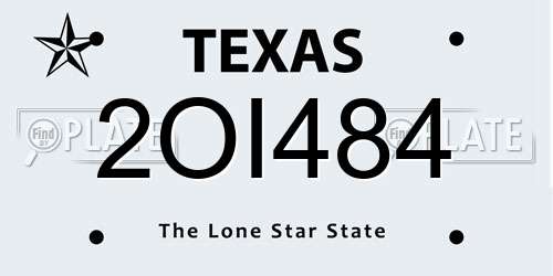 2OI484 Texas License Plate