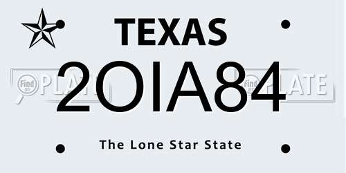 2OIA84 Texas License Plate