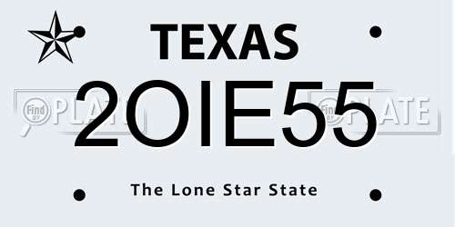 2OIE55 Texas License Plate
