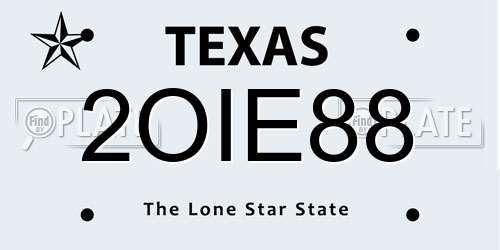 2OIE88 Texas License Plate