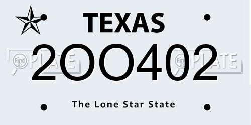 2OO402 Texas License Plate