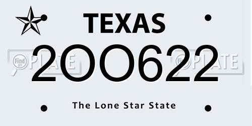 2OO622 Texas License Plate