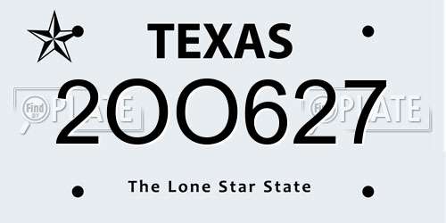 2OO627 Texas License Plate