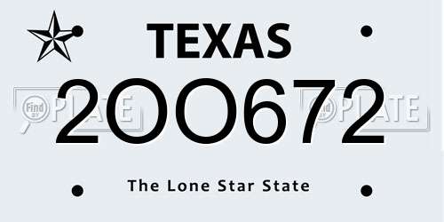 2OO672 Texas License Plate