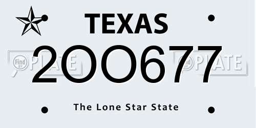 2OO677 Texas License Plate
