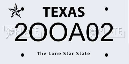 2OOA02 Texas License Plate