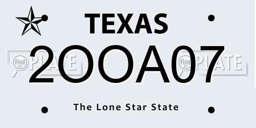 2OOA07 Texas License Plate