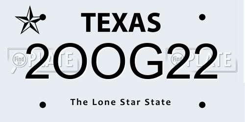 2OOG22 Texas License Plate