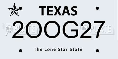 2OOG27 Texas License Plate