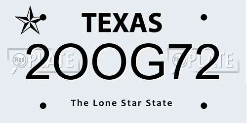 2OOG72 Texas License Plate