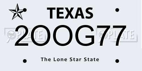 2OOG77 Texas License Plate