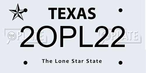 2OPL22 Texas License Plate