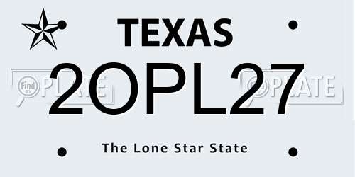 2OPL27 Texas License Plate