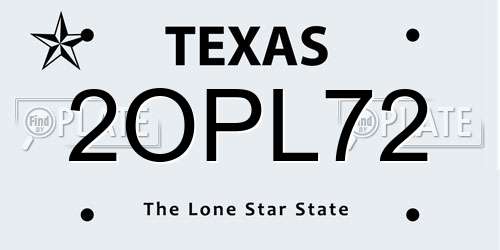 2OPL72 Texas License Plate