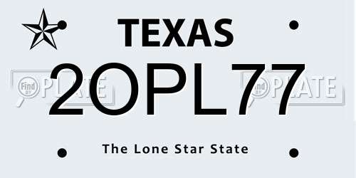 2OPL77 Texas License Plate