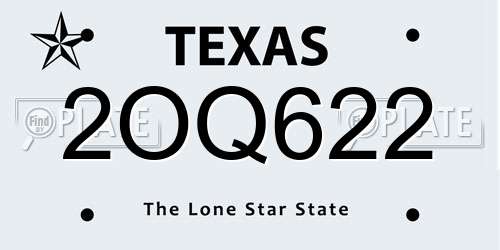 2OQ622 Texas License Plate