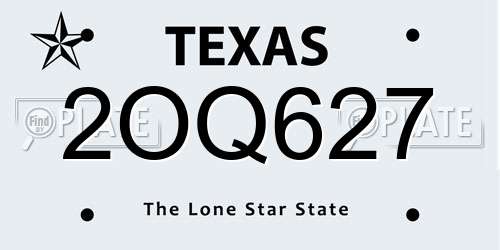 2OQ627 Texas License Plate