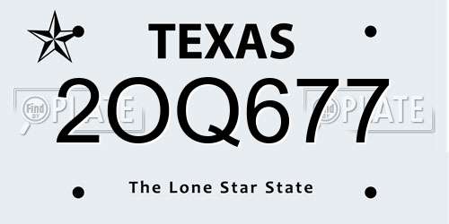 2OQ677 Texas License Plate