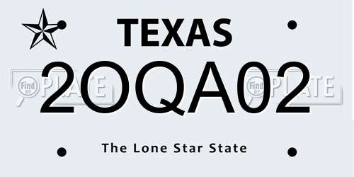 2OQA02 Texas License Plate
