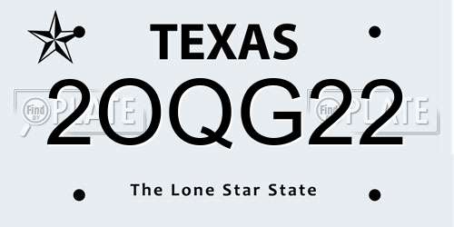 2OQG22 Texas License Plate